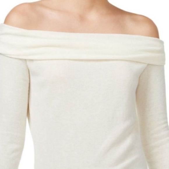 Rachel Roy Women's Soft Stretch-Knit Ruched Ivory Off The Shoulder Top Plus 1X - Picture 2 of 14
